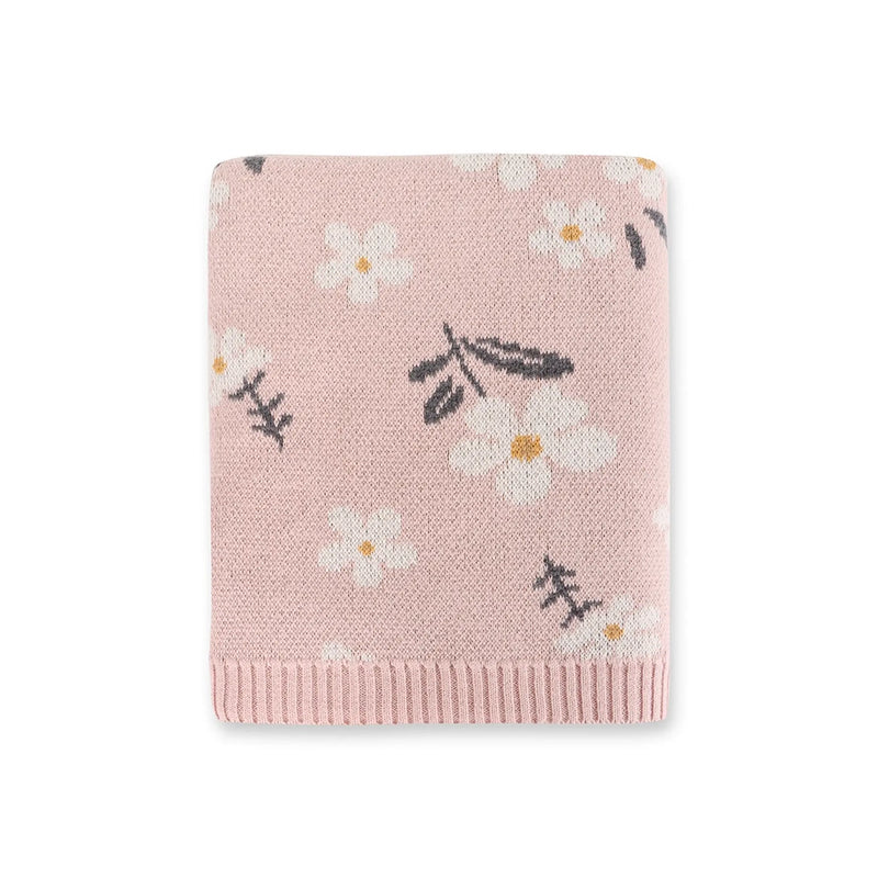 Organic Jacquard Knit Baby Blanket- Daisy Floral