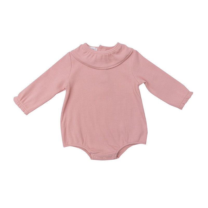 Bubble Ruffle Collar Onesie- Powder Pink