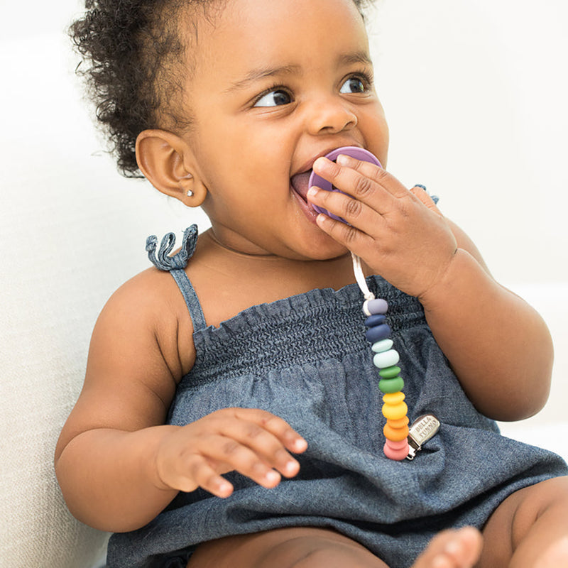 Beaded Pacifier Clip- Rainbow