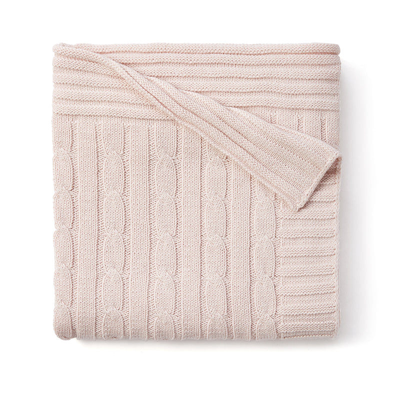Cable Knit Blanket- Pastel Pink