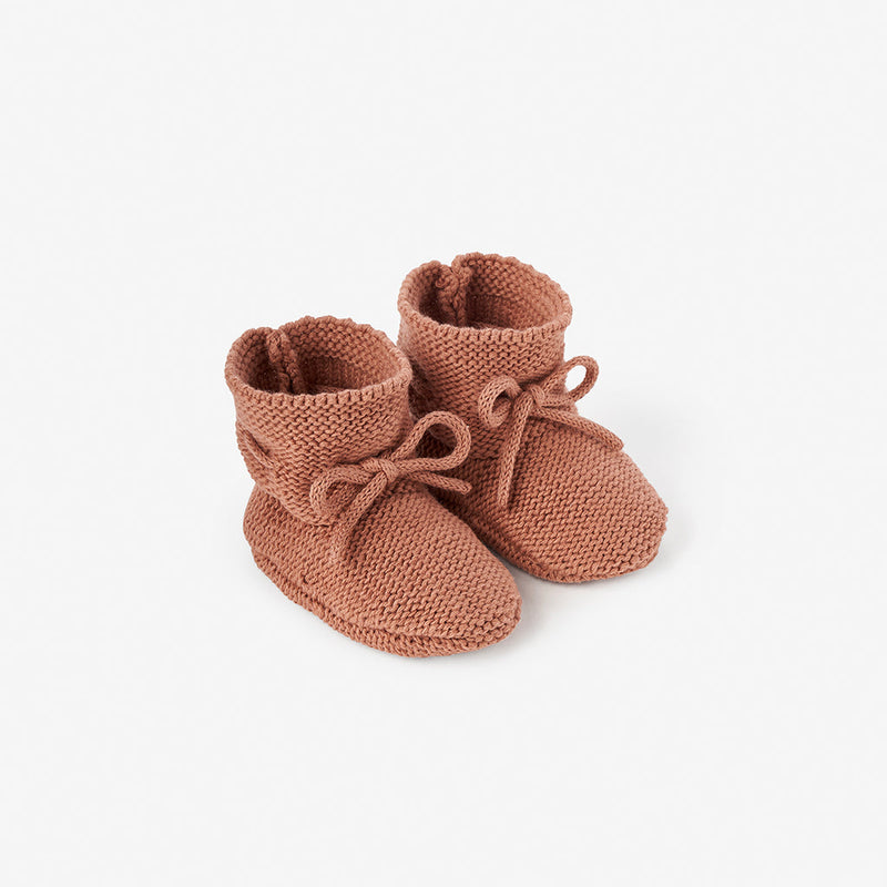 Garter Stitch Baby Booties- Rust