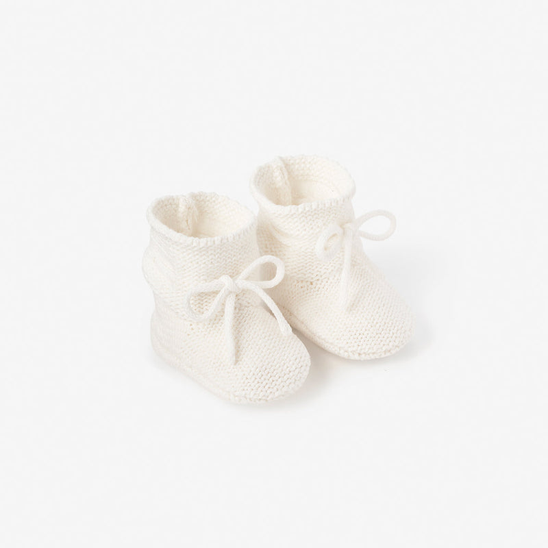Garter Stitch Baby Booties- White