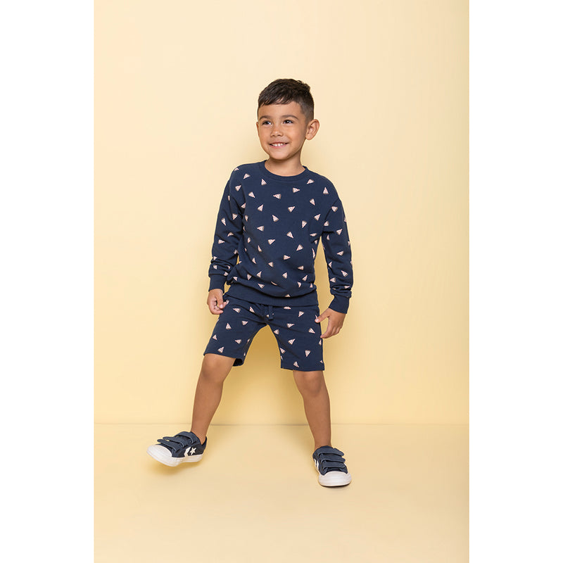 Sweat Shorts- Navy Pizza Print