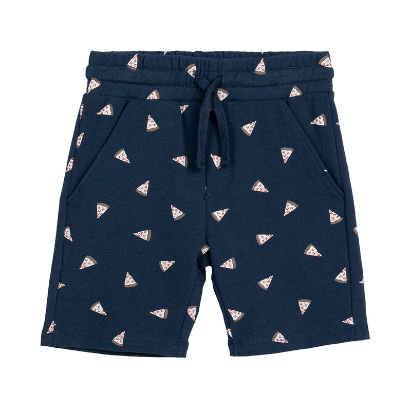 Sweat Shorts- Navy Pizza Print