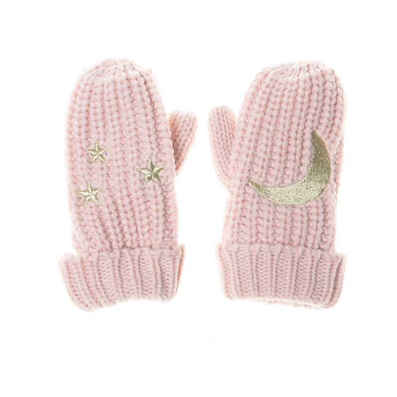 Moonlight Knitted Mittens- Pink