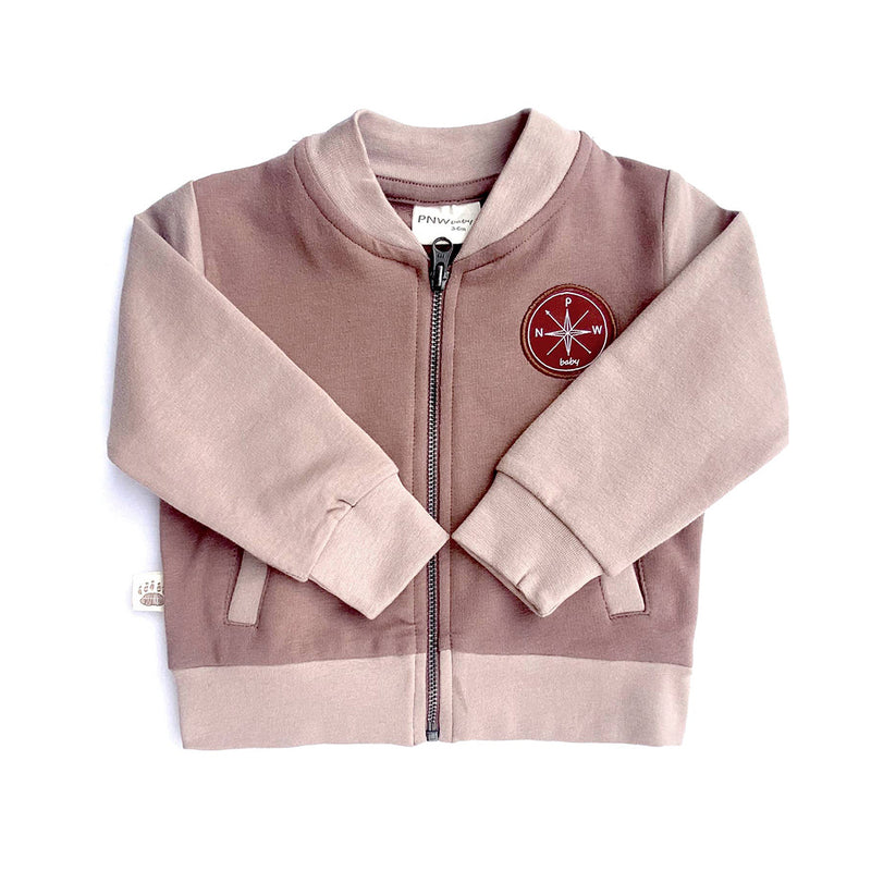 PNW Zip Varsity Sweatshirt- Rose