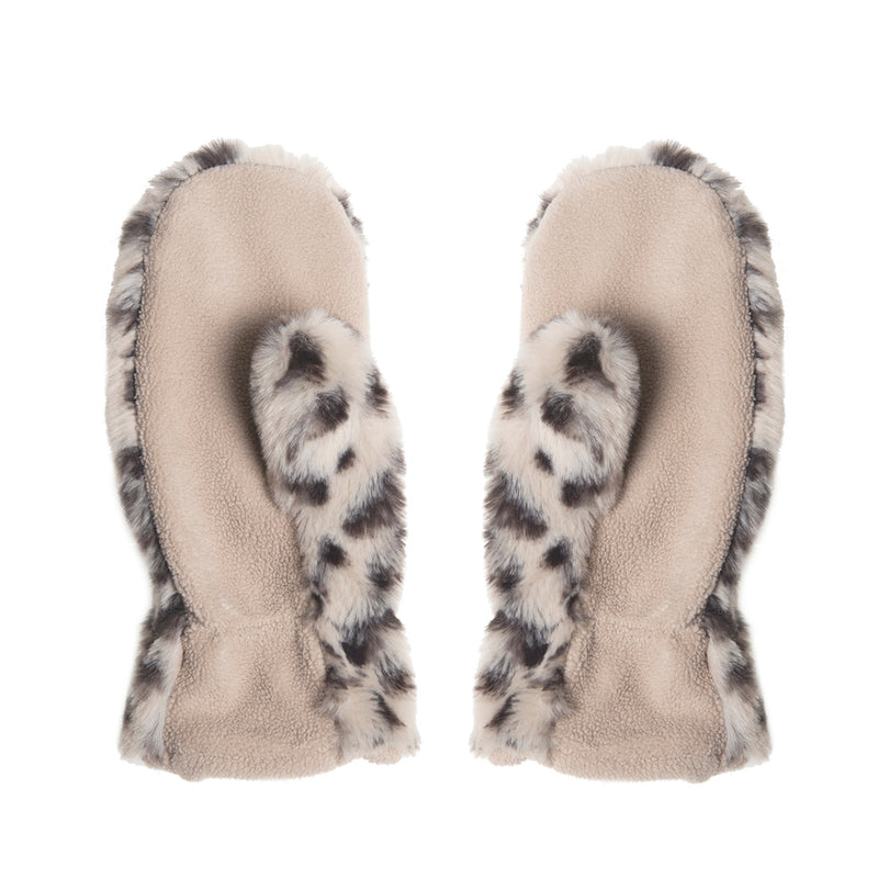 Snow Leopard Faux Fur Mittens